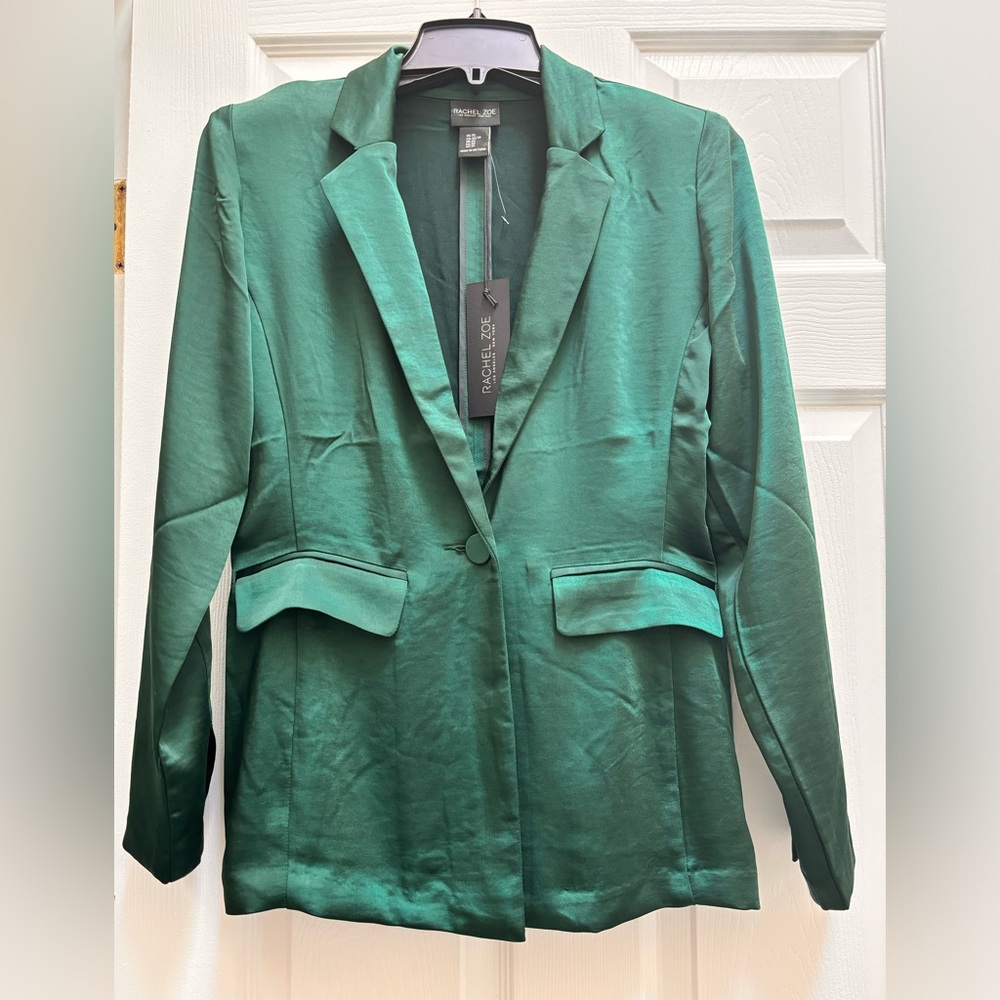 Rachel Zoe satin green blazer. Size XS.
